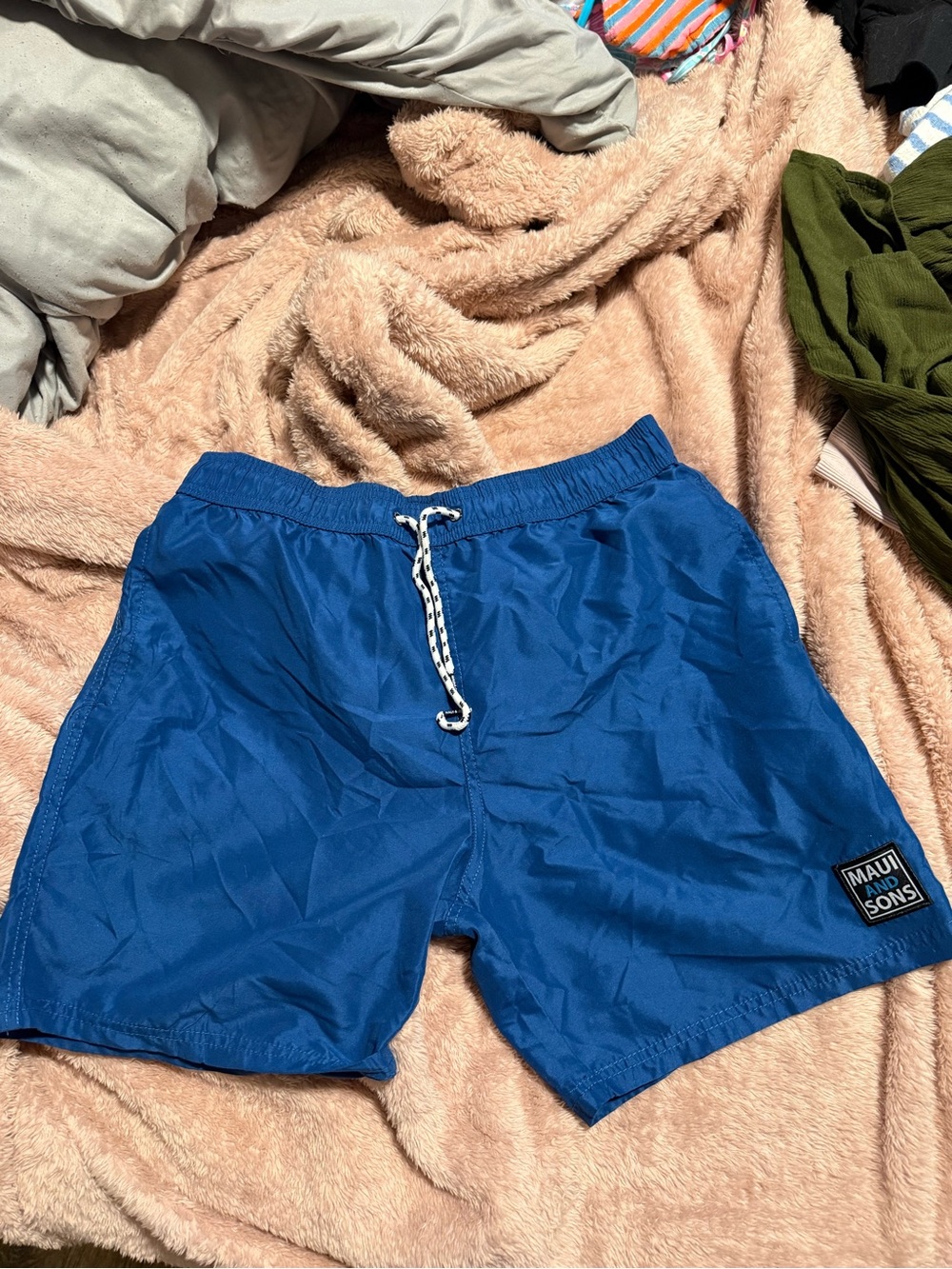 Maui and Sons Blue Men's Swim Trunks with Drawstring
